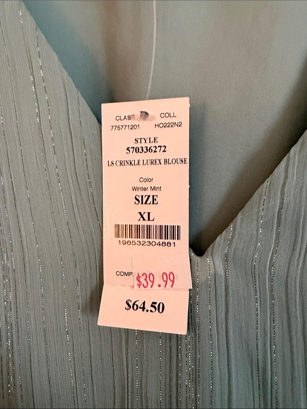 White House Black Market Teal V-Neck Long Sleeve Peplum Top - Picture 2 of 2